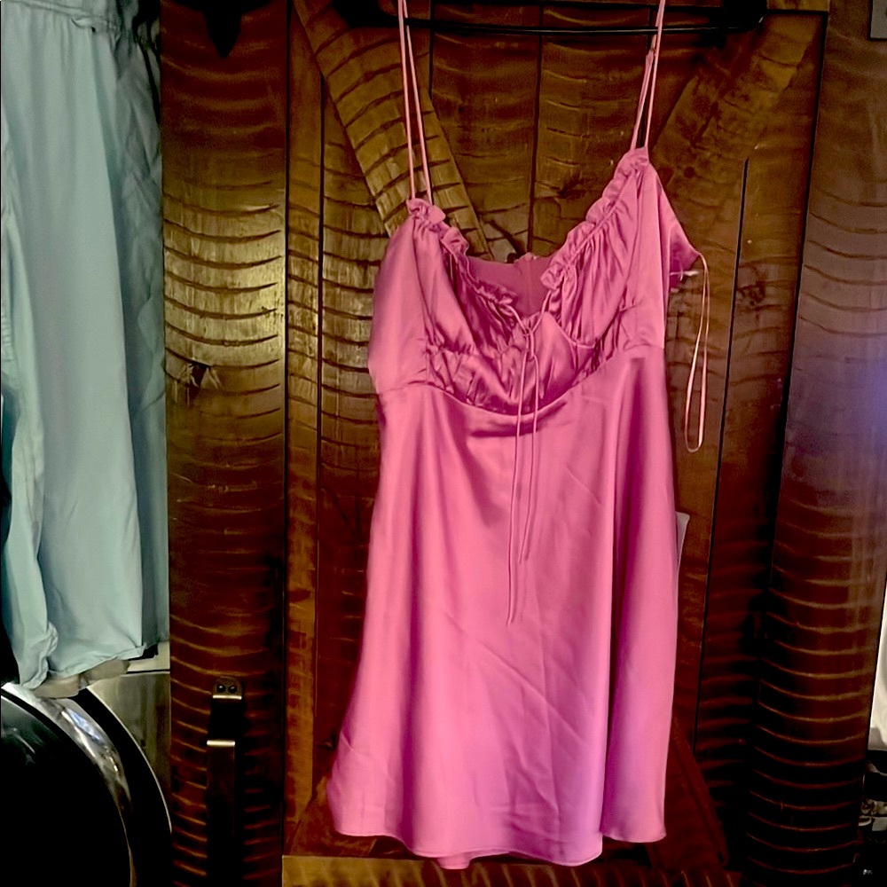 Astr The Label Pink Satin Baby Doll Dress from Nordstrom size L